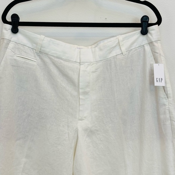 GAP 365 Flat Front LInen Blend Trouser Shorts Minimalist Off White Size 14 NEW - Picture 6 of 12